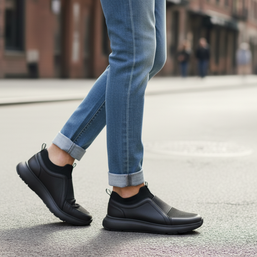 1106 Siyah Hakiki Deri Erkek Sneakers