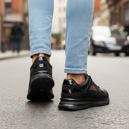 2021 Siyah Hakiki Deri Erkek Sneakers