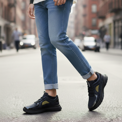 2021 Siyah Hakiki Deri Erkek Sneakers