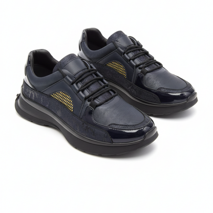 2021 Siyah Hakiki Deri Erkek Sneakers